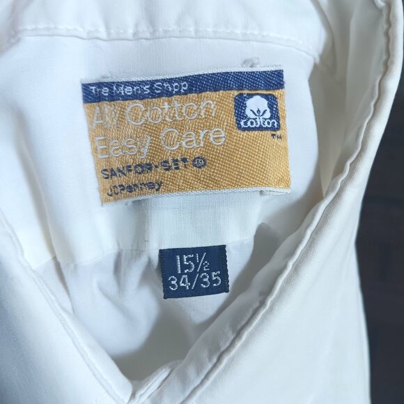 Vintage Men's Dress Shirt Medium White 1980's JCPenney The Mens Shop All Cotton - Picture 5 of 5